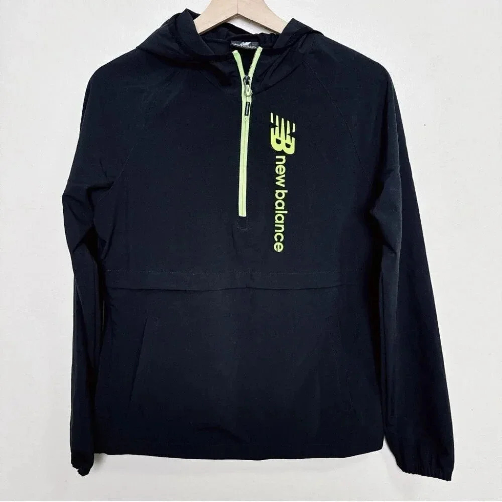 New Balance Womens Small Quarter Zip Light Weight Pullover Black Color